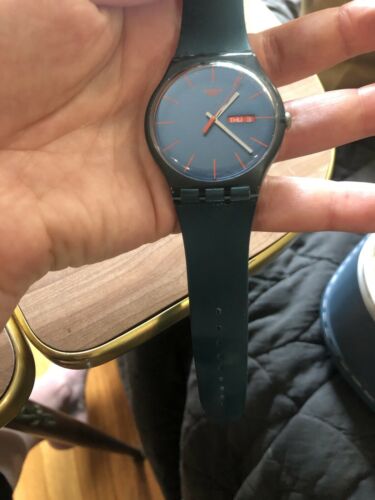 Swatch Swiss Watch SR1130SW Black & Orange AG2011 Time Day Date