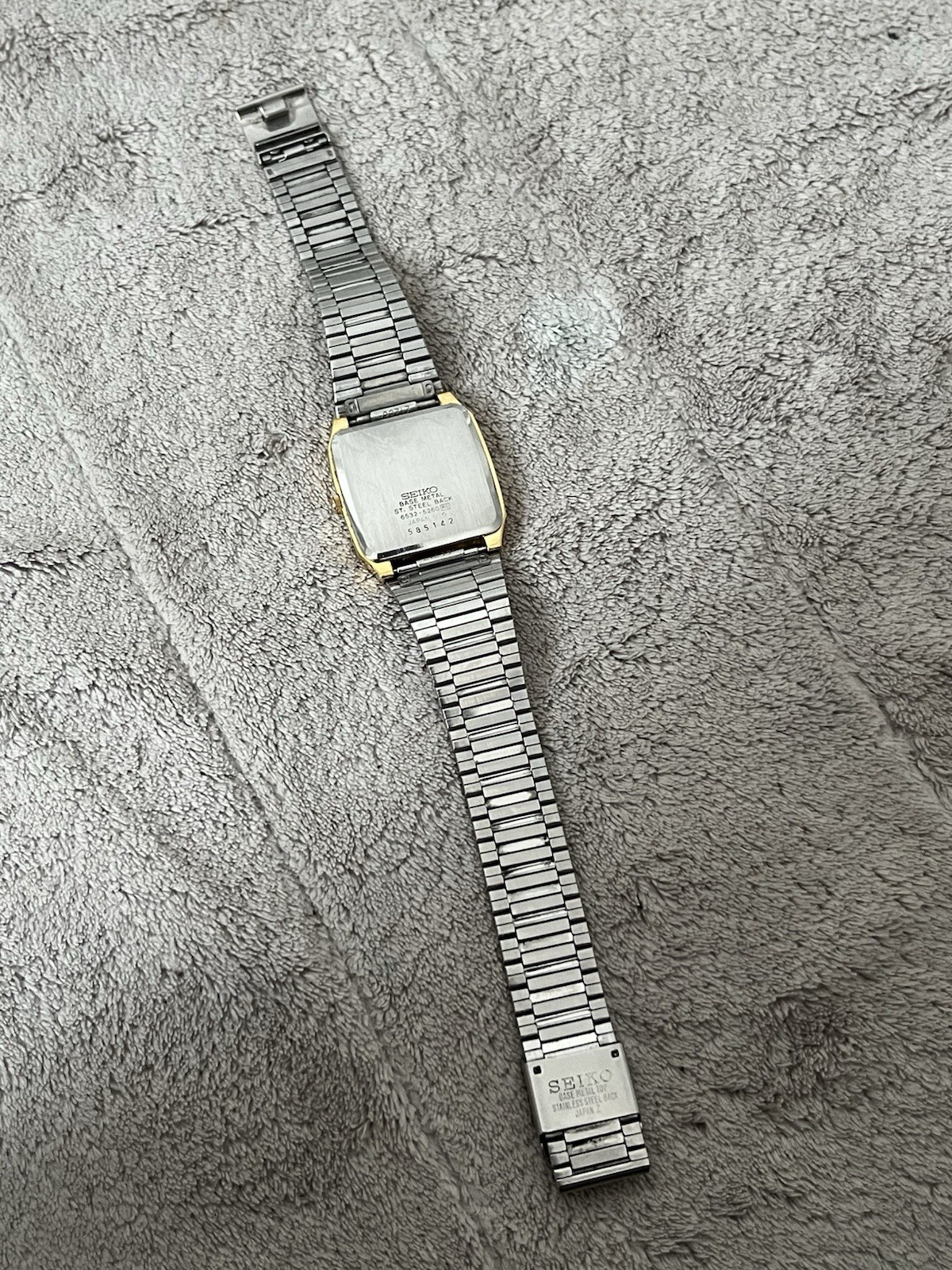 Seiko Tank Mens Vintage Dress Watch Gold Plated 6532-5260 TV Case