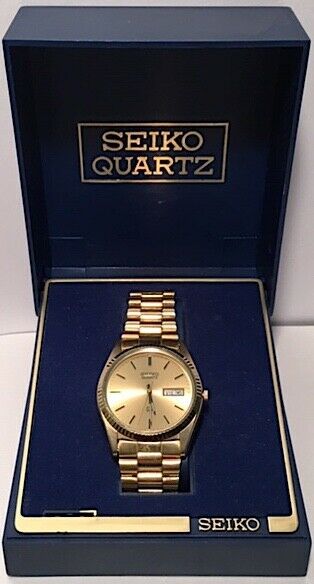 Seiko Vintage Quartz Gold Tone Men s Watch Day Date all original