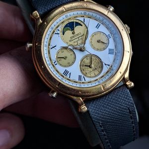Seiko chronograph V657-7198 quartz panda dial vintage rare