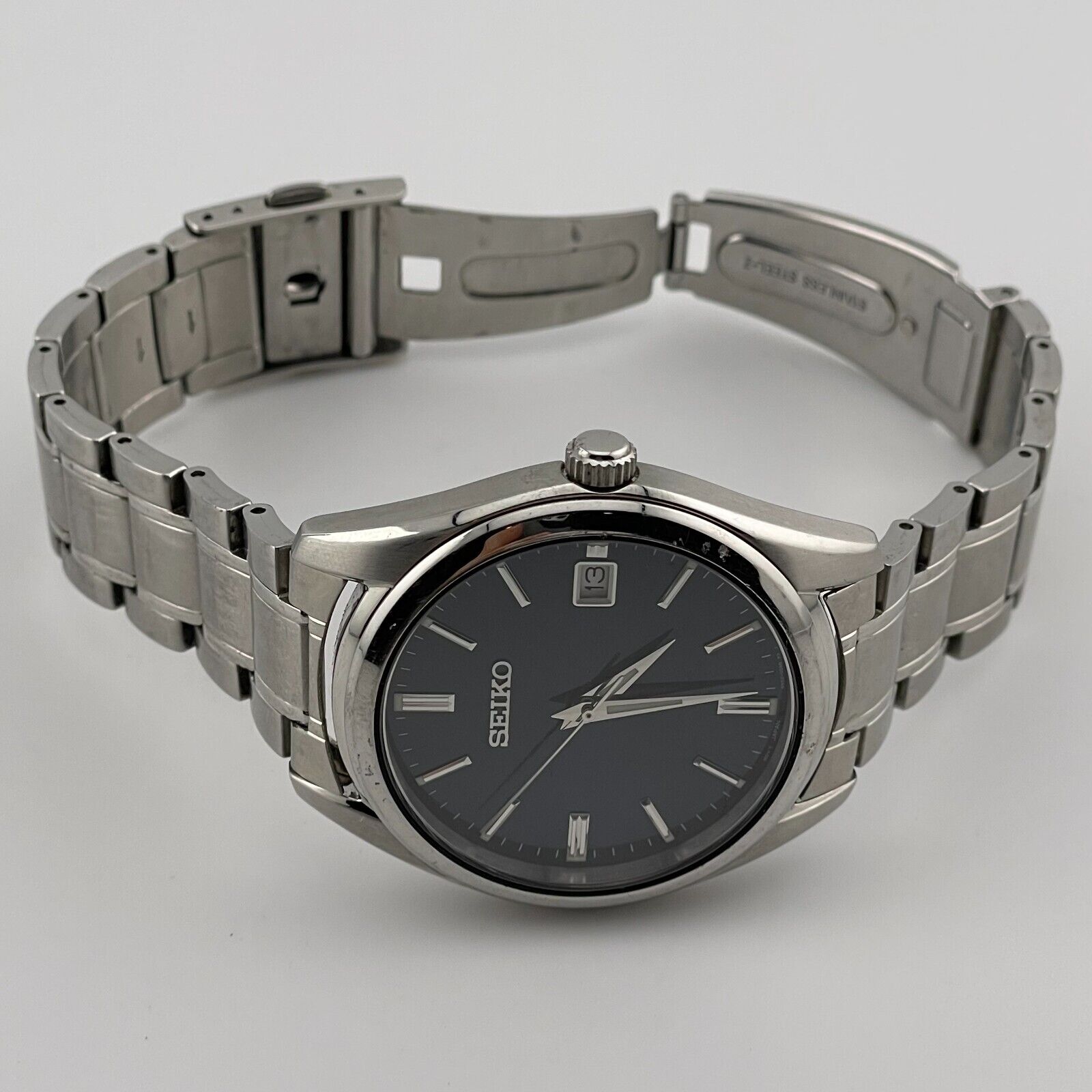 Seiko Essentials Watch Mens 6N52-00A0 Date Blue Dial Quartz Three 