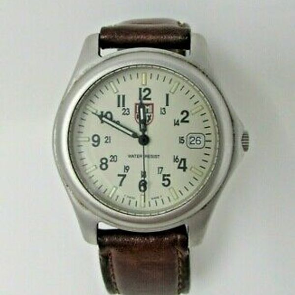 MEN'S LUMINOX WATCH H3 MBM SERIES STEEL CASE LEATHER BAND DATE SWISS MADE WatchCharts