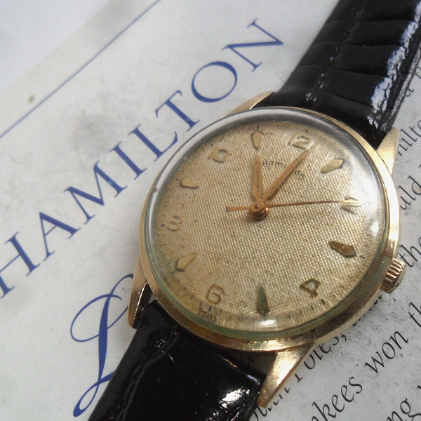 Textured Dial Vintage Men's 1961 Hamilton 10k Gold Plated Swiss