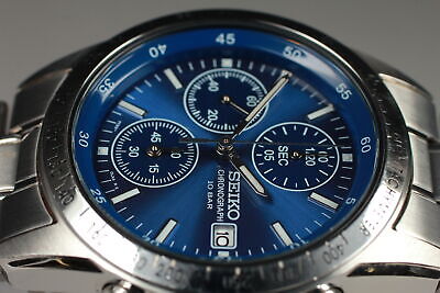 Near MINT] Seiko 7T92-0DW0 SND367 Chronograph Blue Dial Mens Watch