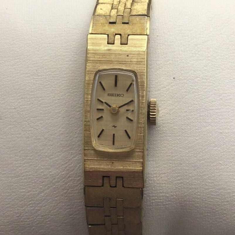 Vintage Seiko Watch Women Gold Tone Rectangle 1520 3339 Manual