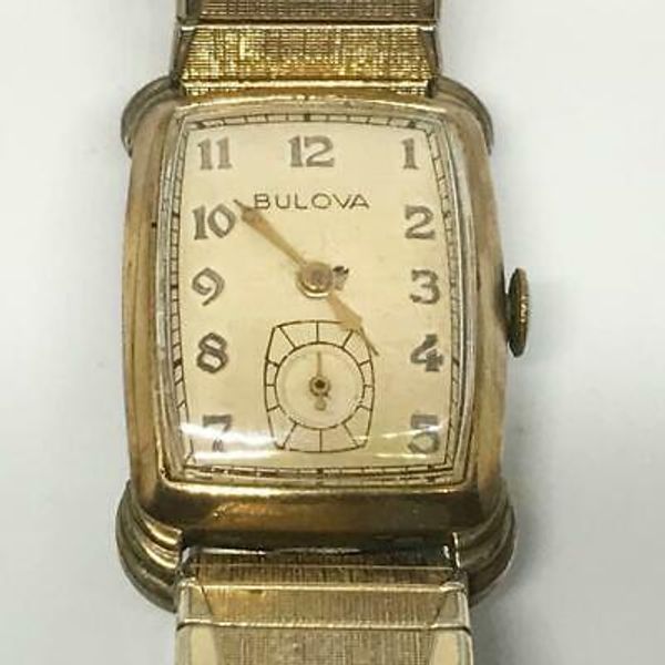 Vintage Bulova Gold Tone Winder Mens 17 Jewels Wristwatch Watch