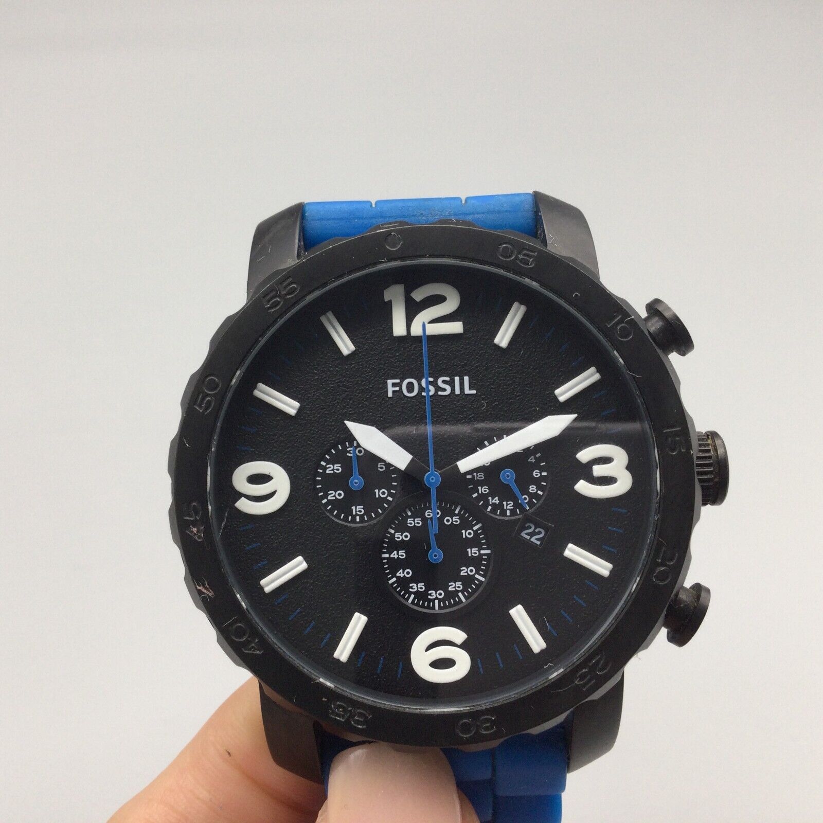 Fossil nate chronograph clearance blue