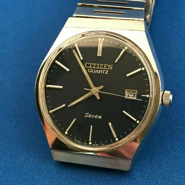 Vintage 1970's Citizen Quartz Seven Men's Watch, Blue Dial, Date, New  Battery | WatchCharts