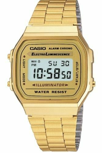 Casio A168WG-9WDF Digital Illuminator Gold-Tone Stainless Steel Watch ...