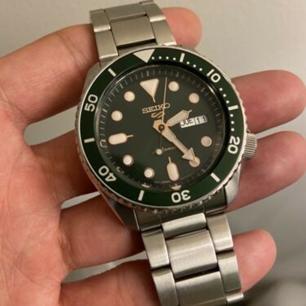 seiko 5 sports green men's watch srpd63