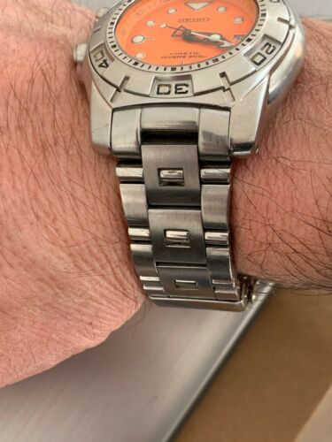 Seiko Scuba Diver 200m Orange Dial Kinetic 5M62-0AY0 Lefty 46mm
