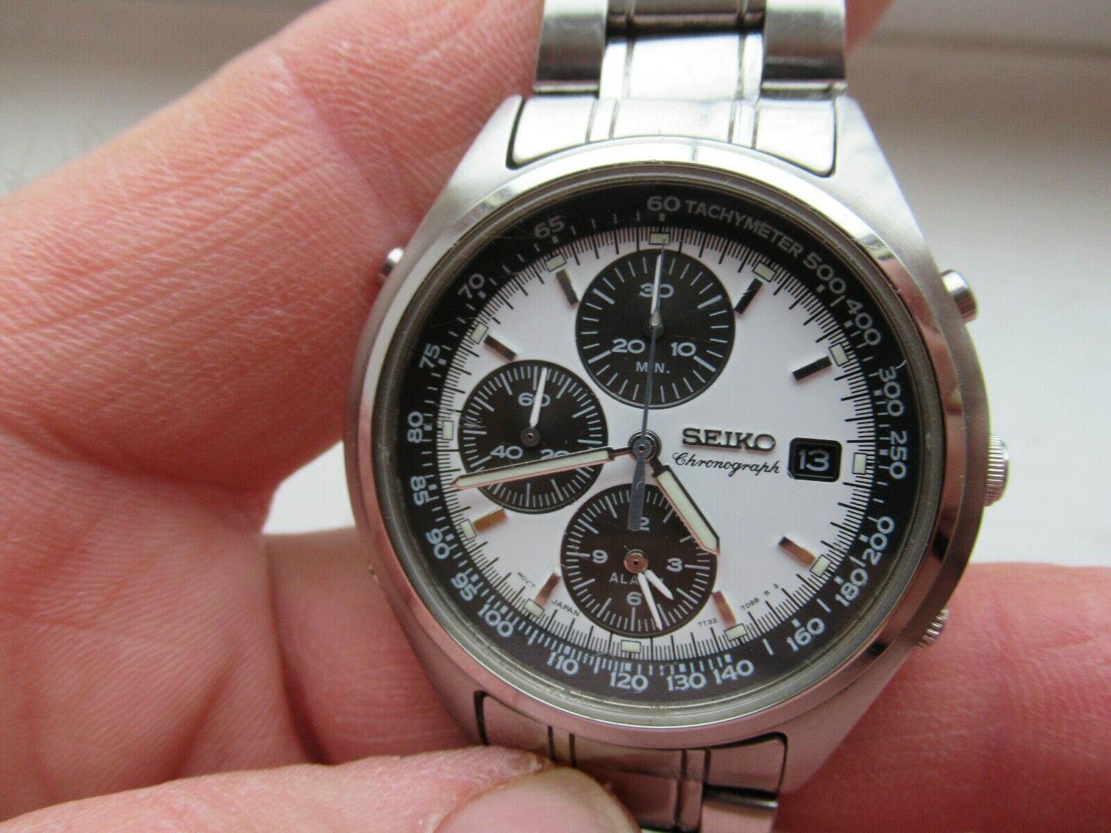 SEIKO PANDA 7T32 7060 LOVELY VERY RARE FIND CHRONOGRAPH FROM