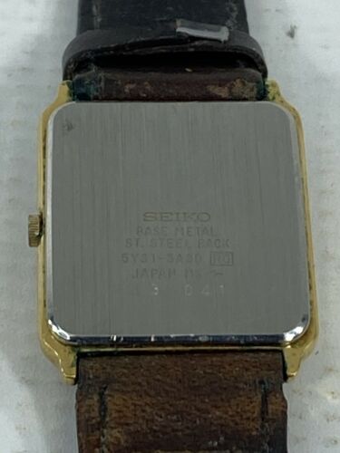 Vintage Seiko Quartz 5Y31-5A30 Tank Men's Wrist Watch Gold-tone