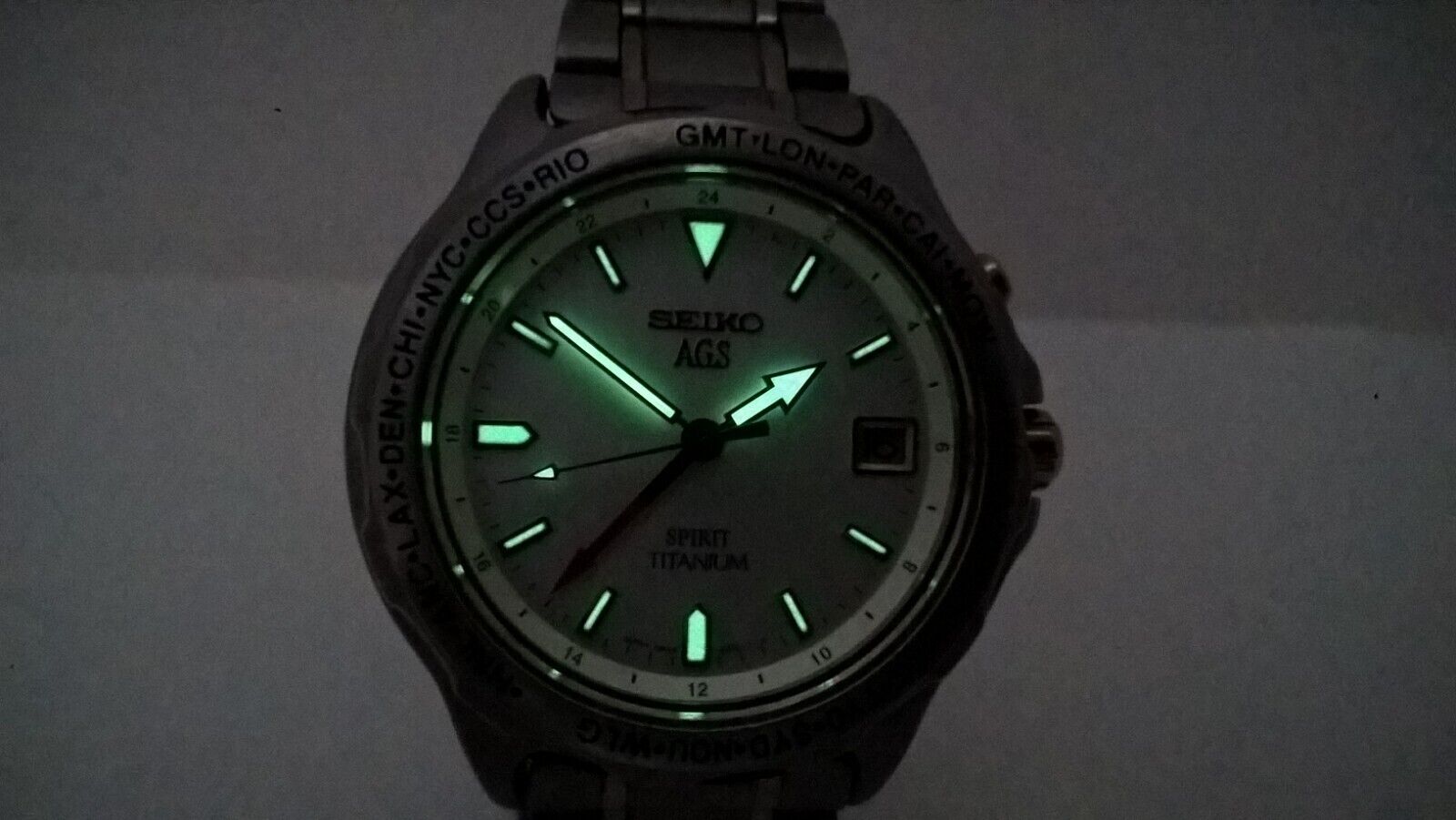 Seiko Spirit Cream 5M45-6A20 SCDZ009 AGS/Kinetic Titanium GMT