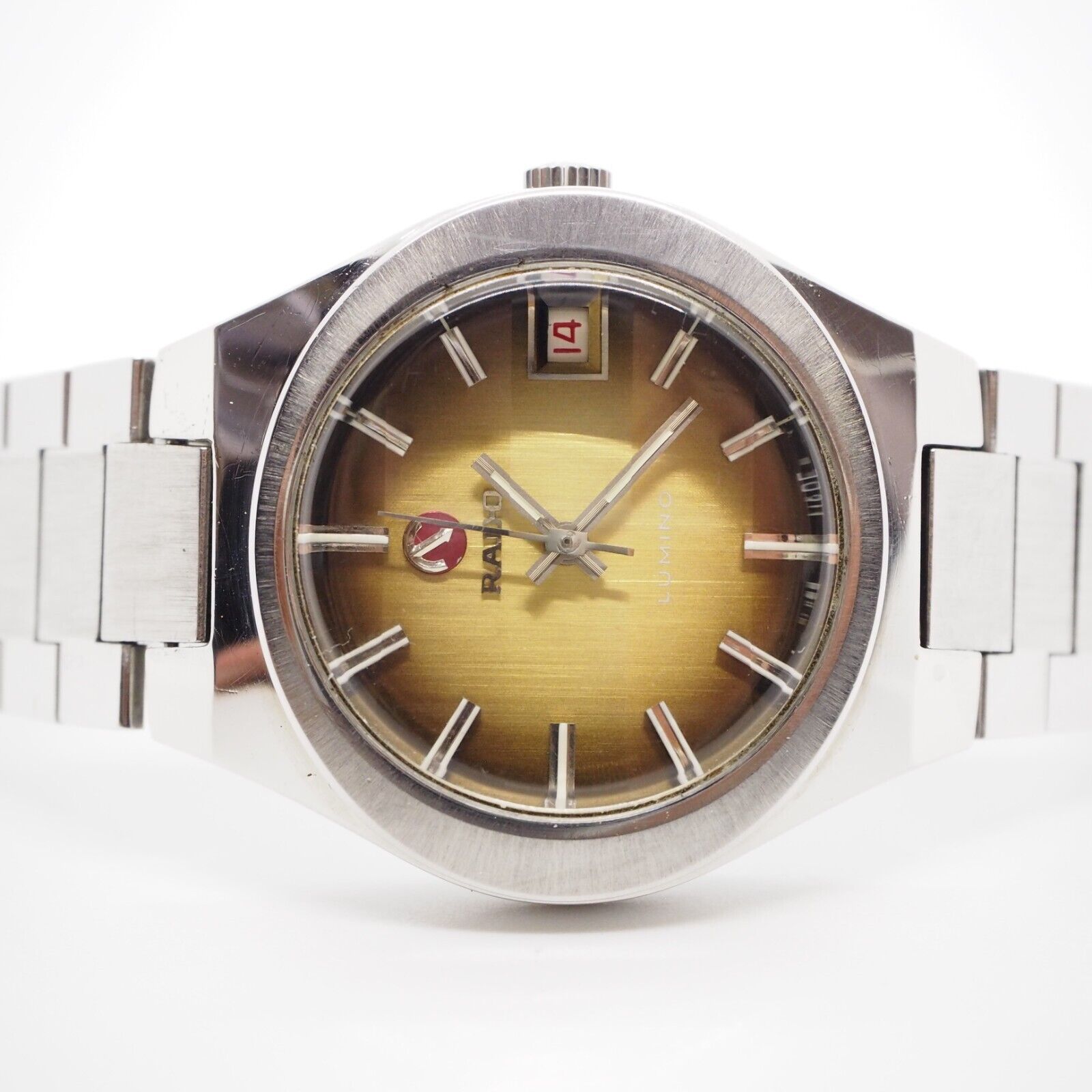 Rado Lumino Watch Men's 35mm Gold Silver Automatic Date Vintage 