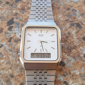 希少81年製？VINTAGE SEIKO スクエアクォーツ Men's Seiko H449 5050 Analogue Digital Quartz Watch October 1981