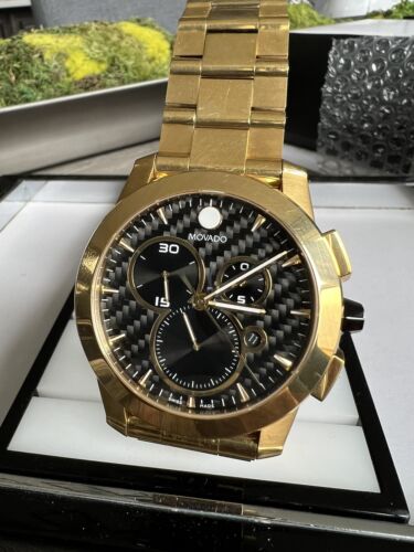 Movado Vizio Gold 0607563 Black Watch Quartz WatchCharts Marketplace $2795 Yellow Dial | Retail Men\'s