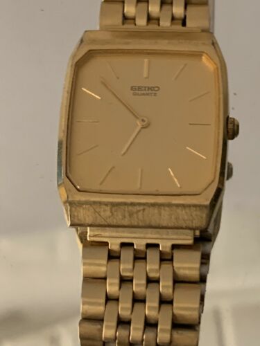 Vintage Seiko Japan 6530 5080 RO Square Quartz Gold plated Men s