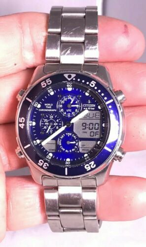Citizen c300-t003389 World Time Chronograph Blue Face Analog