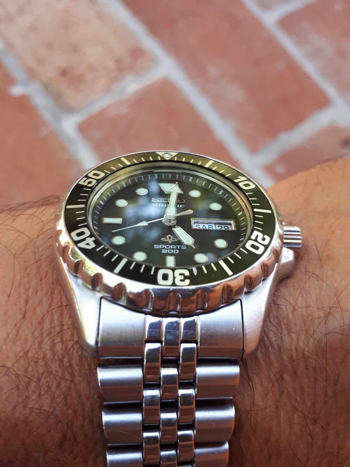 完動美品 SEIKO KINETIC DIVER 200m 5M43-0A40 Rare Vintage Seiko 5M43-0A40 Pepsi Bezel Kinetic Sports