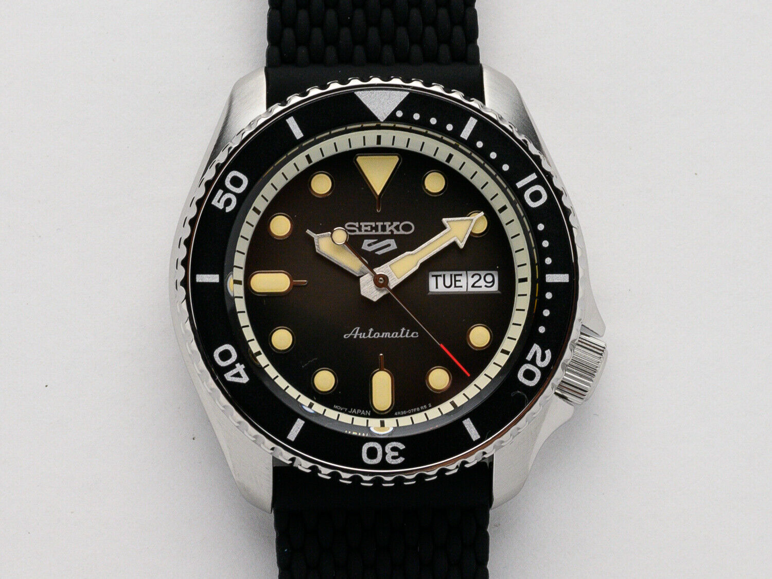 Seiko 5 Sports 24 Jewel Automatic Watch Black Dial And Silicone Strap Srpd95 Watchcharts