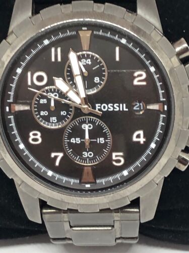 Fossil dean chronograph analog black dial men's watch outlet fs4721