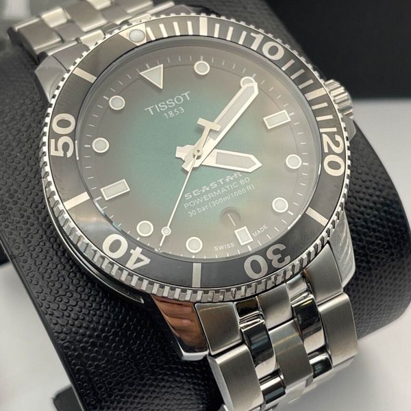 Tissot Seastar 1000 Powermatic 80 Green Dial Silver Steel Strap Watch For Men - T120.407.11.091.01