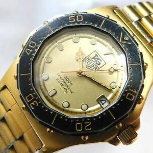 稼働 TAG HEUER 937.406 メンズ プロフェッショナル ゴールド TAG HEUER 937.406 DATE GOLD MEN'S VINTAGE WATCH SWISS QUARTZ