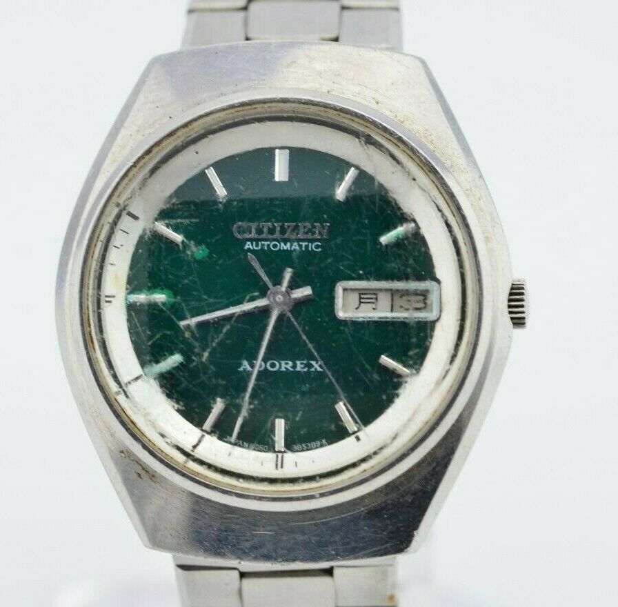 H146 Vintage Citizen Adorex Automatic Watch Green Dial 4