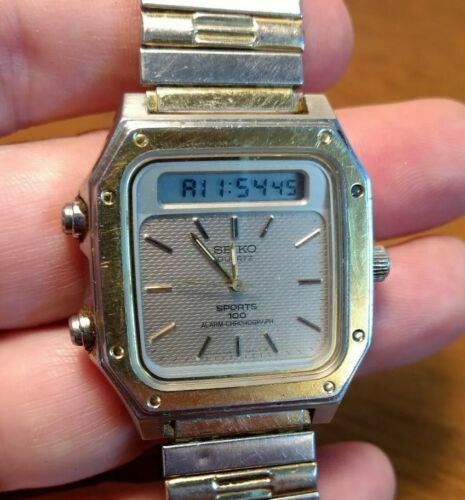 Vintage Seiko Digital Analog H557-5179 Two Tone New Battery Estate