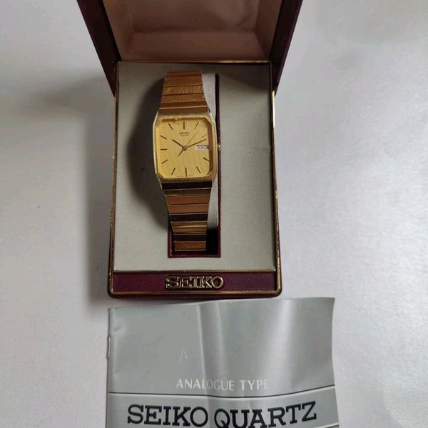 Vintage Seiko Tank Mens 6533-5070 Gents Japan Made Watch Gold