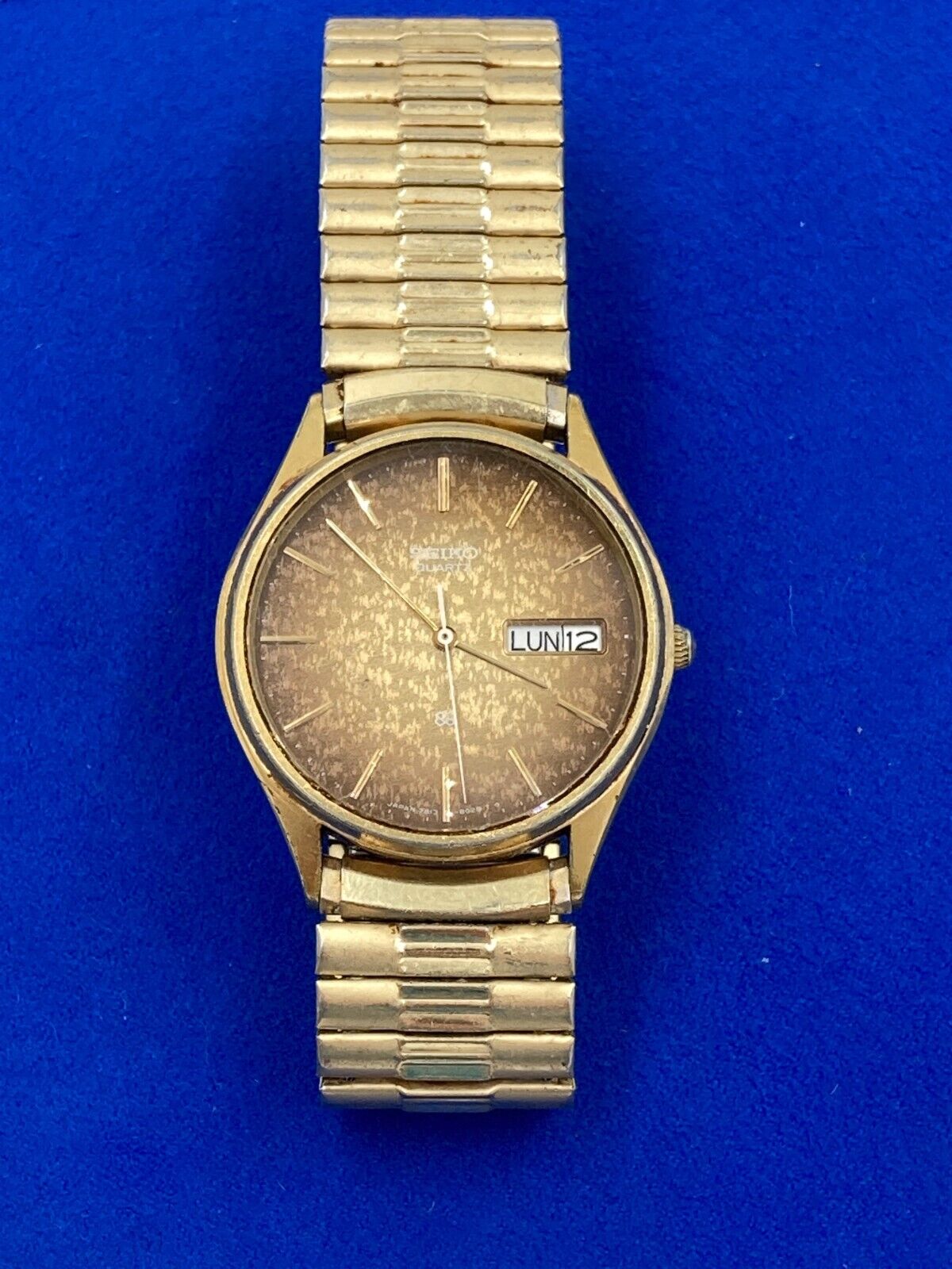 Vintage Seiko S2 Gold Tone Mens Quartz Wristwatch 7813 8029 Date