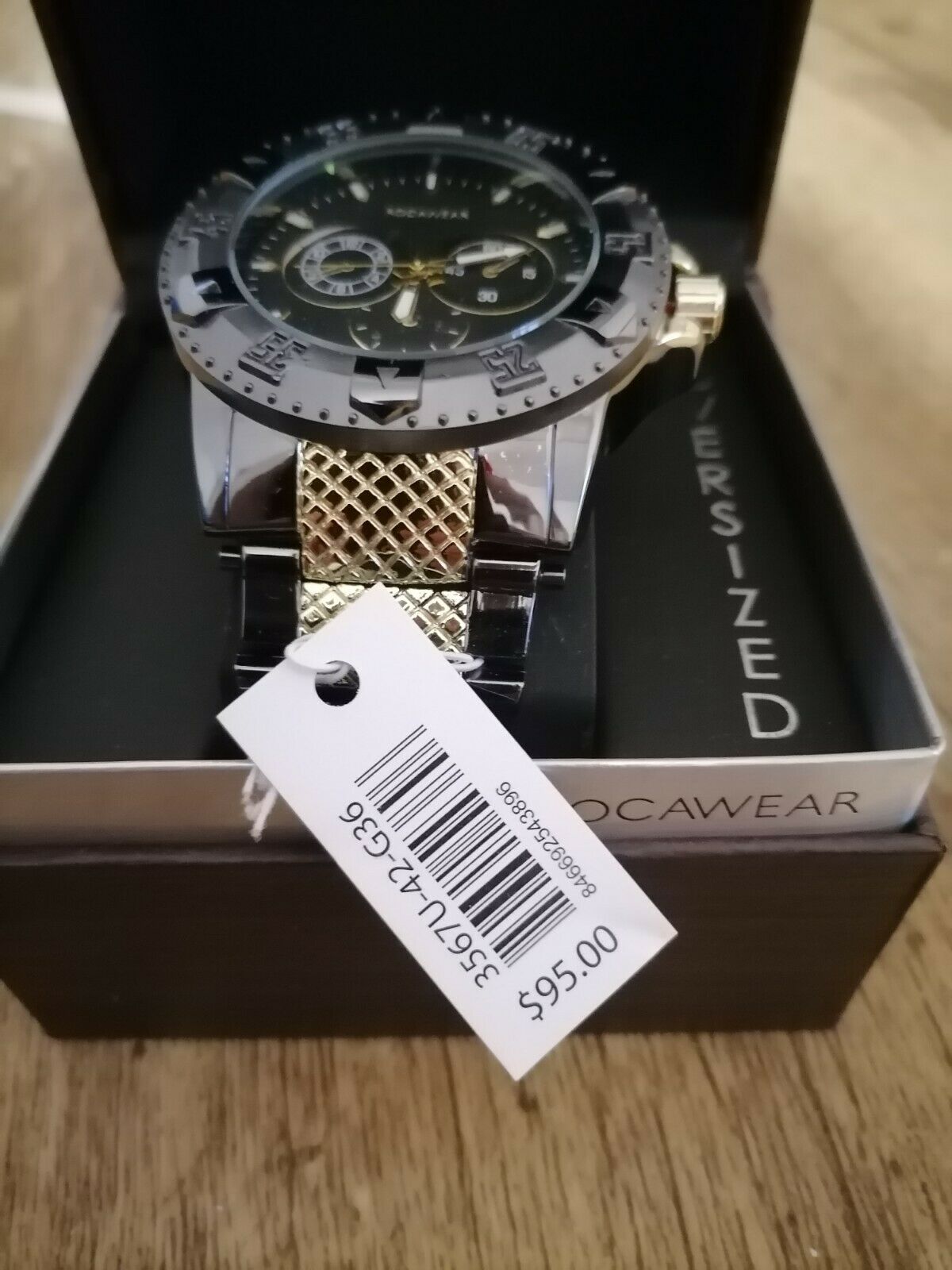 Rocawear Mens Quartz Metal Analog Watch with Oversized Dial