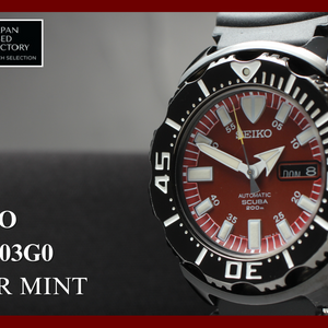 NEAR MINT w/ Case] SEIKO 7S26-03G0 Night Monster Red Dial Men's