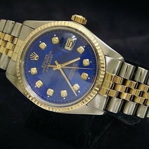 Rolex Datejust Herren 18k Gold Stahl Uhr Mit Uboot Blau Diamant Dial Watchcharts