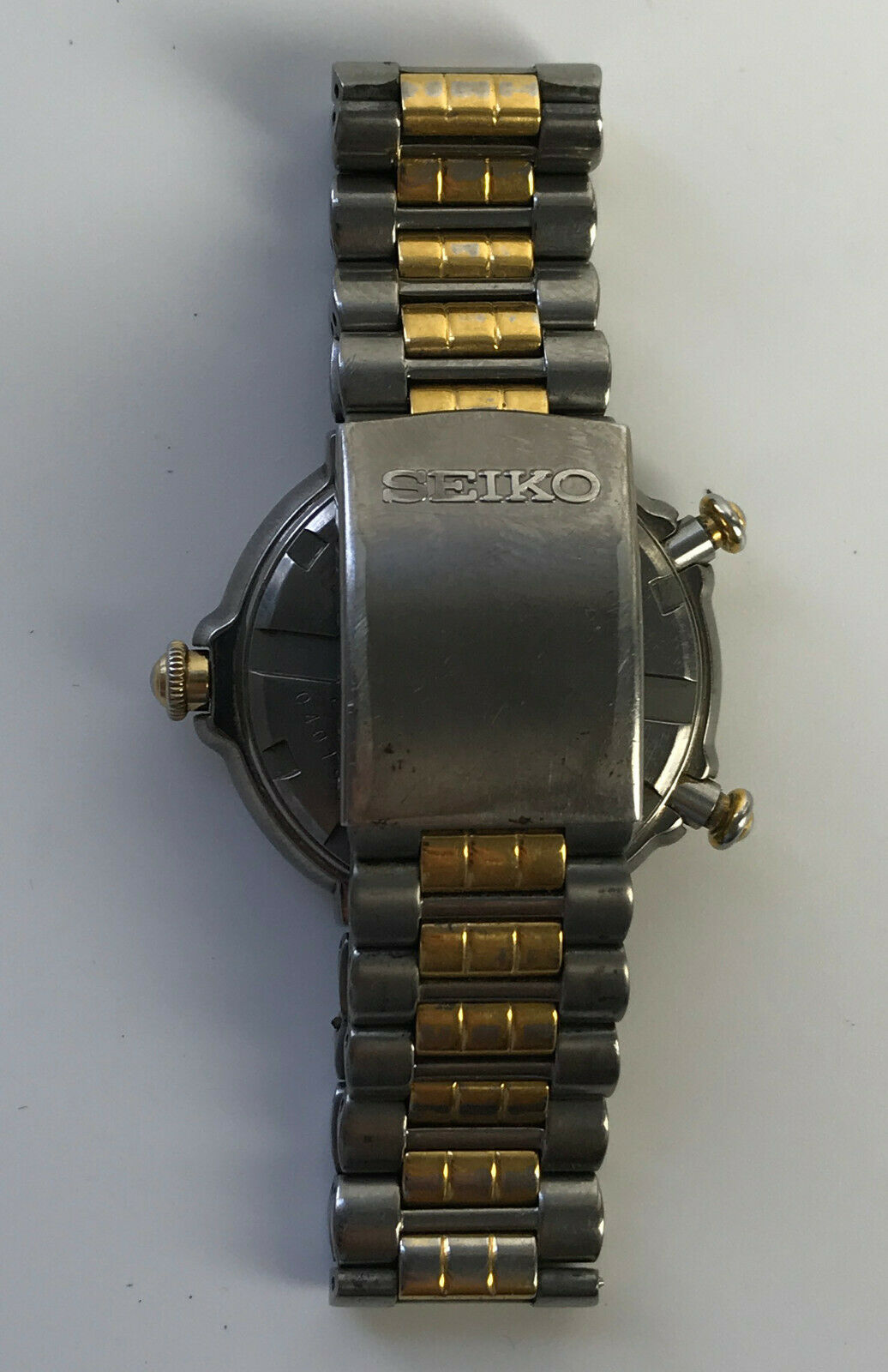 Vintage SEIKO Yacht Timer Watch 8M37-8000 titanium gold silver