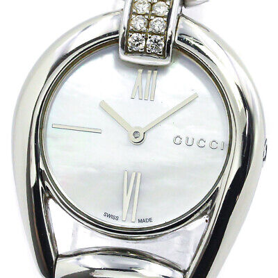 GUCCI Horsebit 139.5 Diamond White shell Dial Quartz Ladies