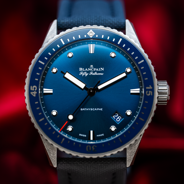 WTS Blancpain Fifty Fathoms Bathyscaphe Blue Ceramic w Box