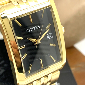 Citizen Men's Watch BH1673-68E Quartz Black Dial Gold Tone high quality S. Steel Rectangle