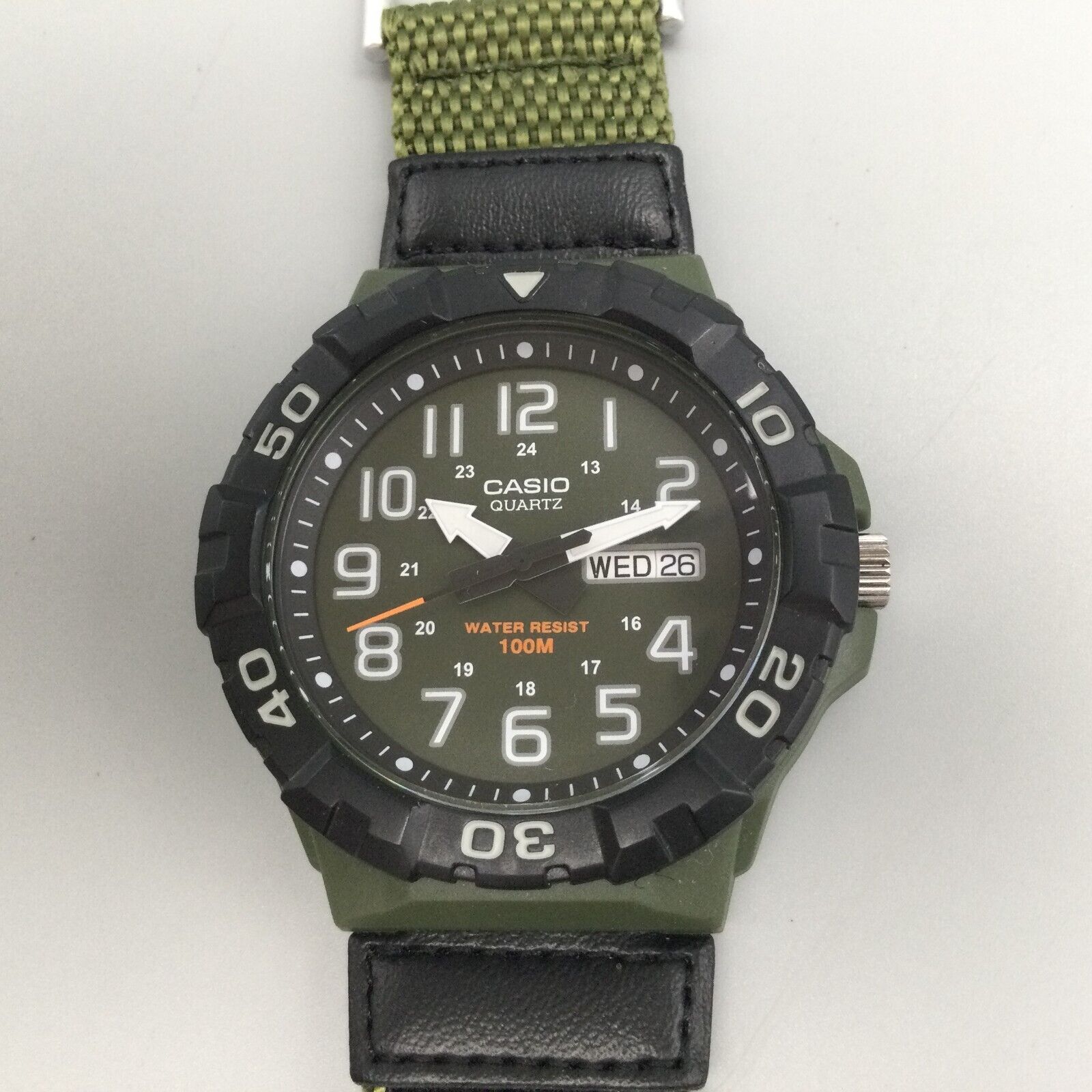 Casio Watch Men Black Green 5474 MRW 210H Day Date 100M New Battery WatchCharts Marketplace