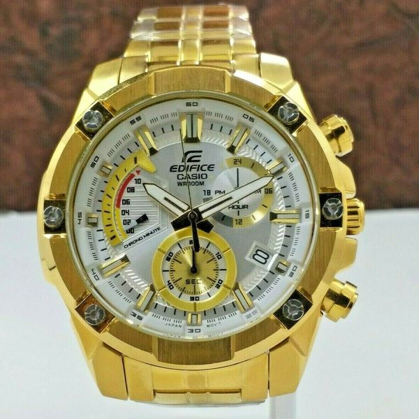 Casio Edifice Gold Plated EFR 559 Date WR 100M Chronograph Men s Wrist Watch WatchCharts Marketplace