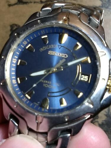 Seiko Mens Watch Sports Kinetic 5M62-0D10 Skeleton Back Blue Dial Orig  Band, VGC | WatchCharts