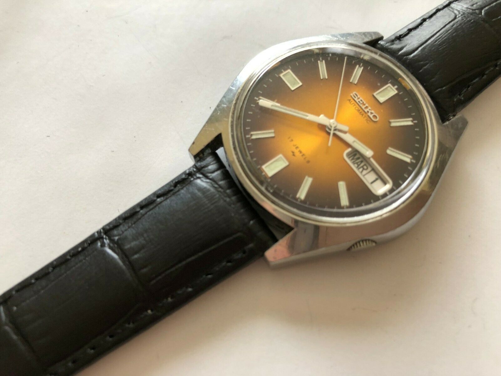 Vintage Seiko 17 j. Automatic 7009 8049 2 Tone Brown Dial Quick