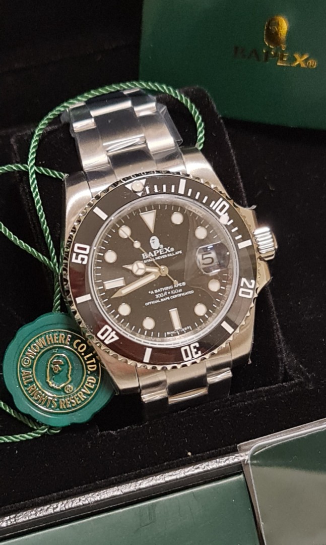 A Bathing Ape Bape BAPEX Type 1 Black Not Rolex Submariner WatchCharts