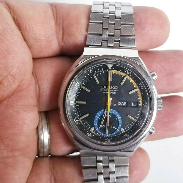 SEIKO 6139-7060 BLUE EYE Chronograph Mens Steel Bracelet Wristwatch 1970s  Japan | WatchCharts