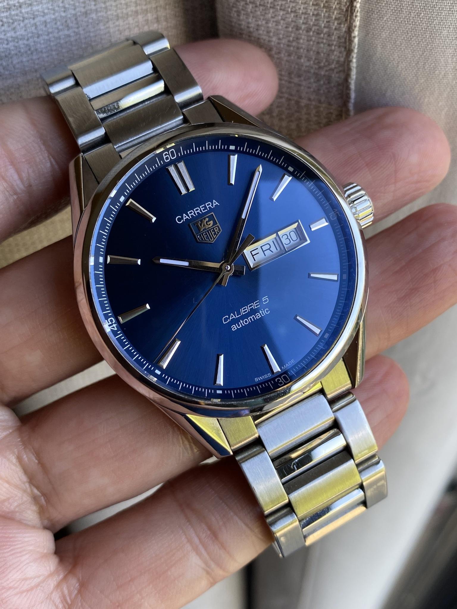 Tag heuer carrera day date blue sale