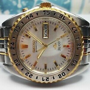 SEIKO KINETIC SQ100 DAY/DATE 2-TONE MEN'S WATCH 5M43-0A90 SEIKO KINETIC SQ100 DAY/DATE 2-TONE MEN'S WATCH 5M43-0A90