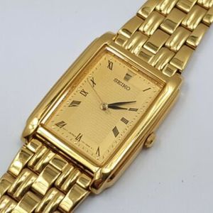 SEIKO セイコー V701-5E40 ヴィンテージ クォーツ 腕時計 Seiko Quartz Men's V701-5E40-R1 Gold Tone ,Lizard Band Watch