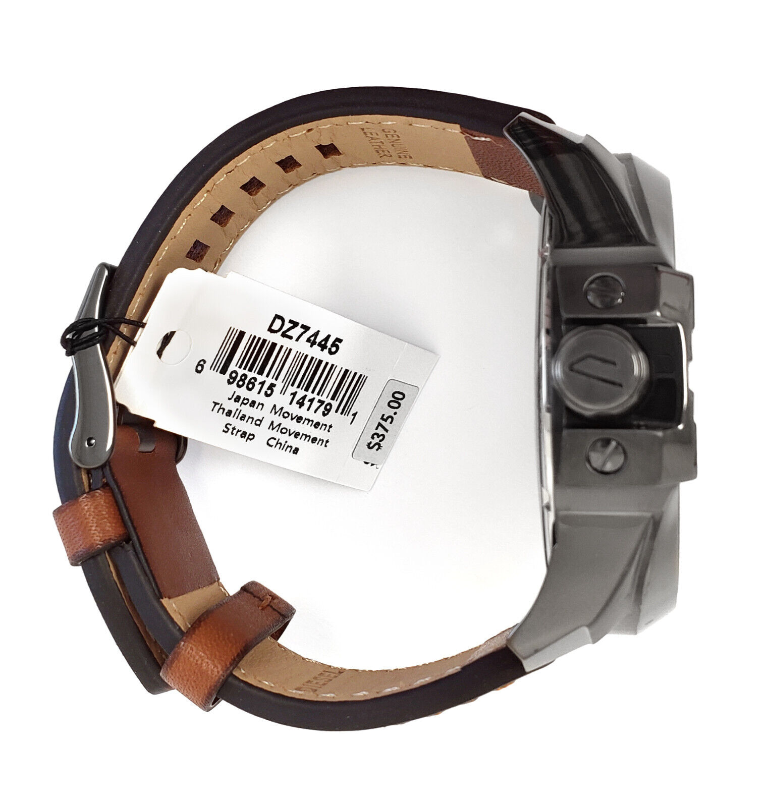 Diesel DZ7445 Men's Uber Chief Quartz 4 Time Zones Brown Leather