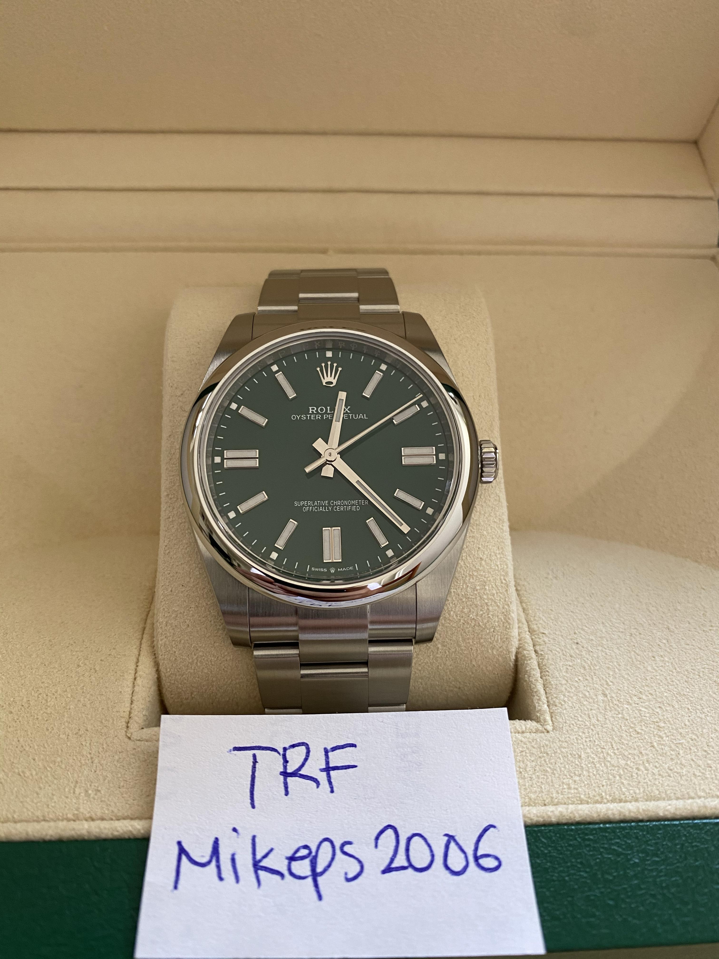 Fs Rolex Oyster Perpetual 41 Green Dial Bnib Full Set Release Watchcharts